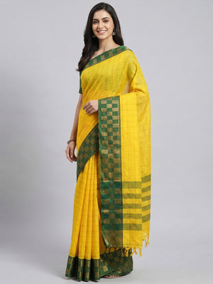 Yellow Woven Cotton Silk Saree - Image 1