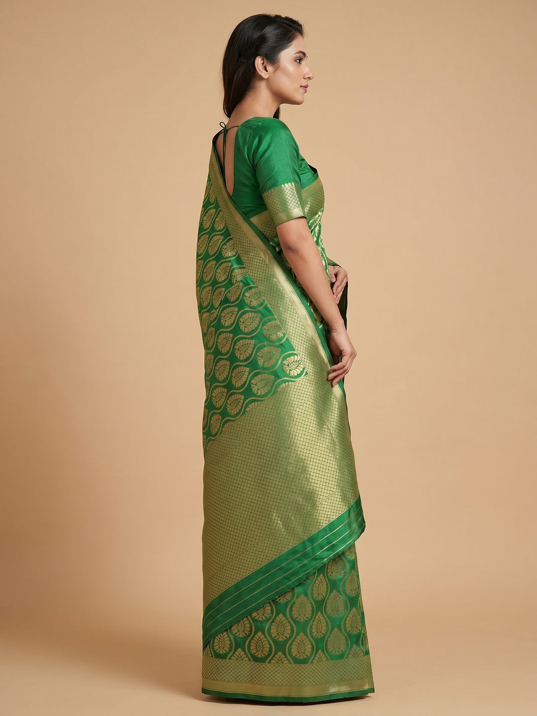 Green Woven Banarasi Silk Saree - Image 1