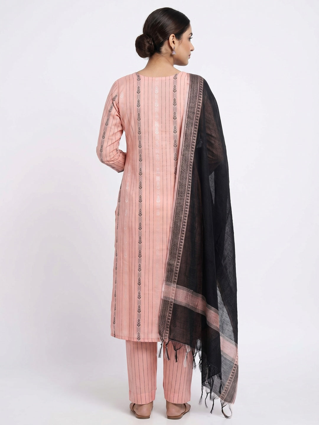 Peach Woven Cotton Blend Dress Material - Image 2