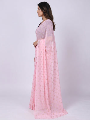 Pink Embellished Work Georgette Saree - Image 2