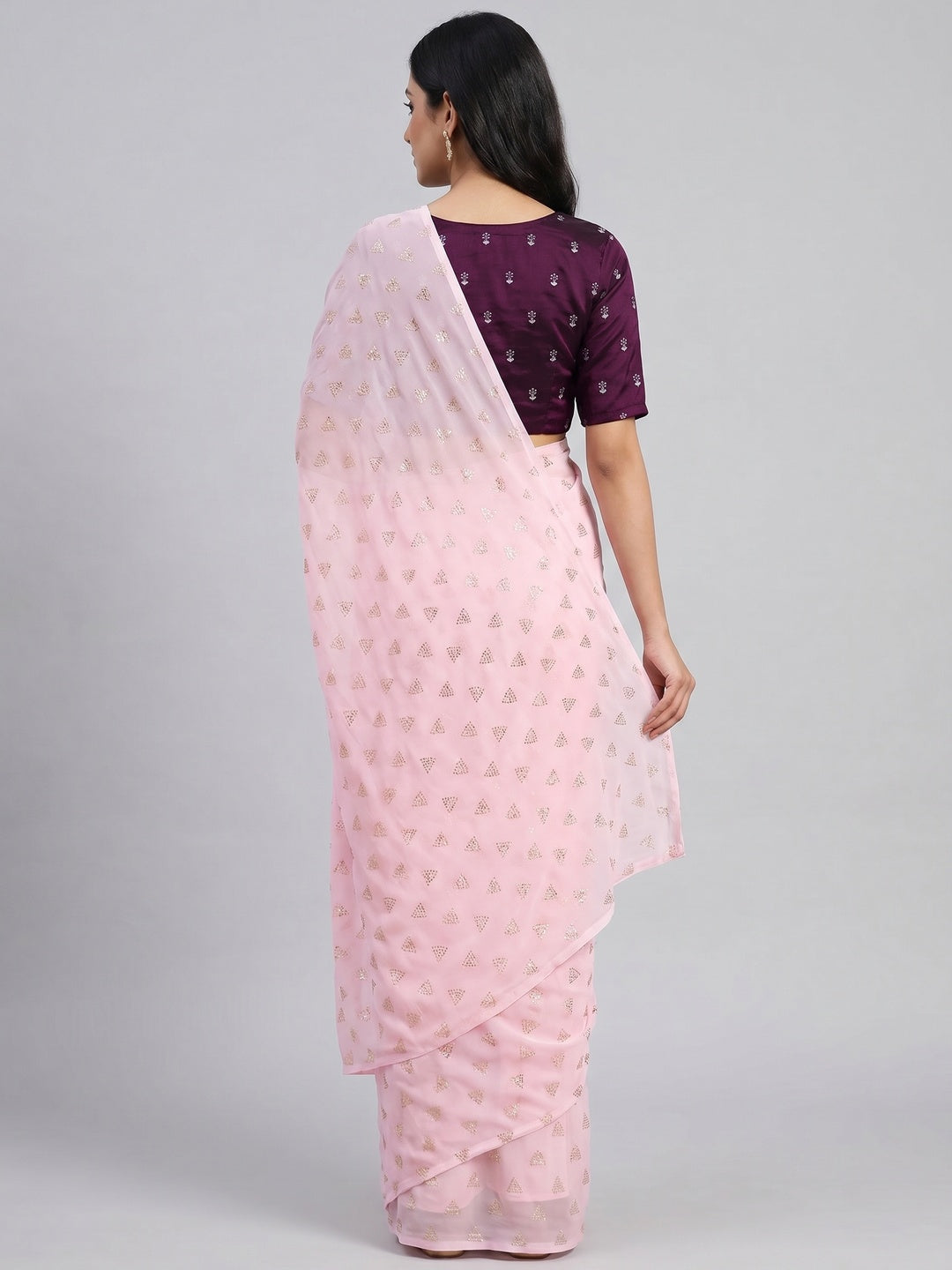 Pink Embellished Work Georgette Saree - Image 3