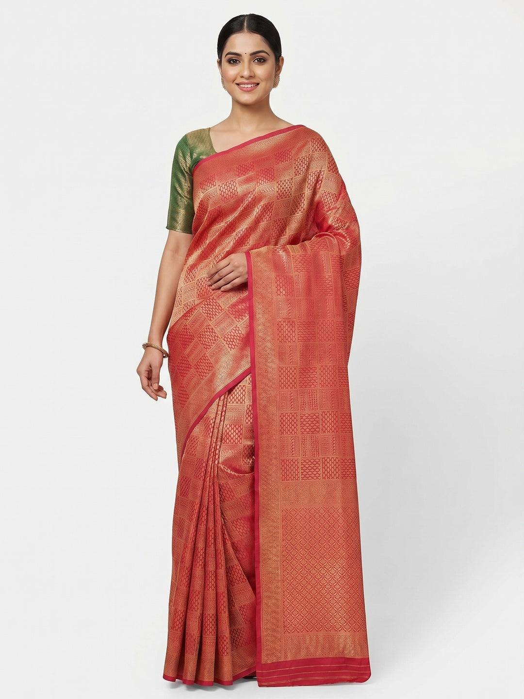 Red Woven Banarasi Silk Saree - Image 1