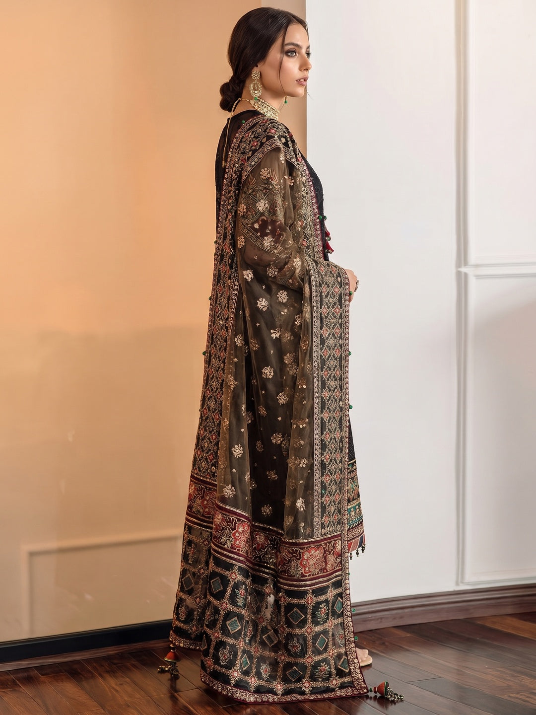 Black Sequins Embroidered Georgette Pakistani Suit - Image 1