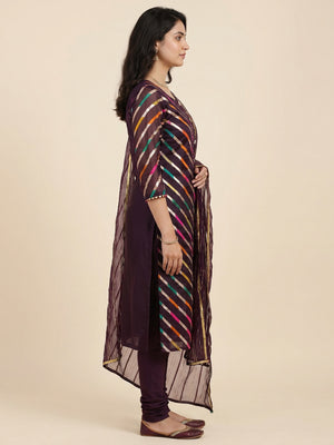 Wine Woven Organza Dress Material - Image 2