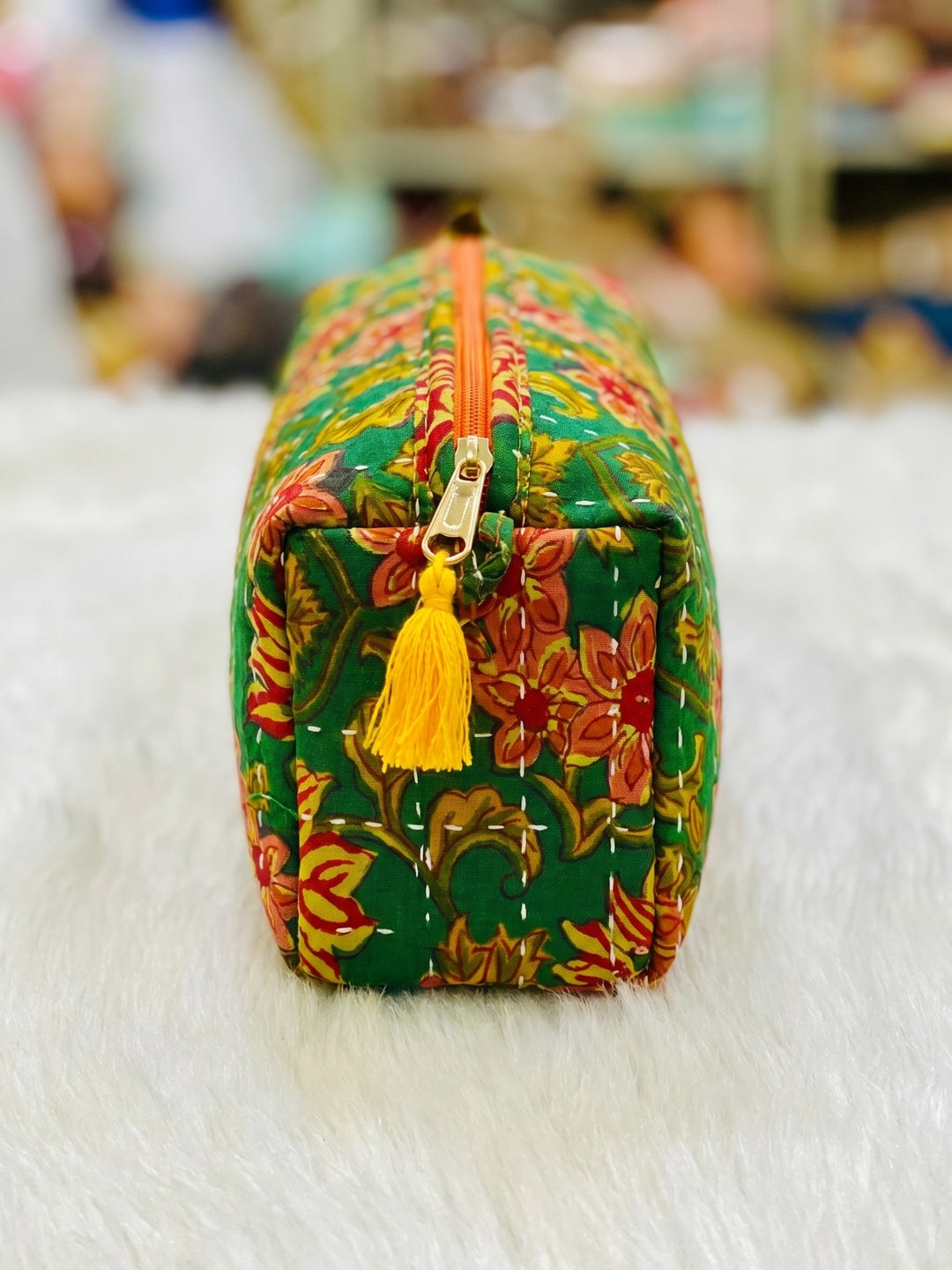 TMN - Women Green Printed With Embroidered Vegan Leather Cosmetic Pouch - Image 2