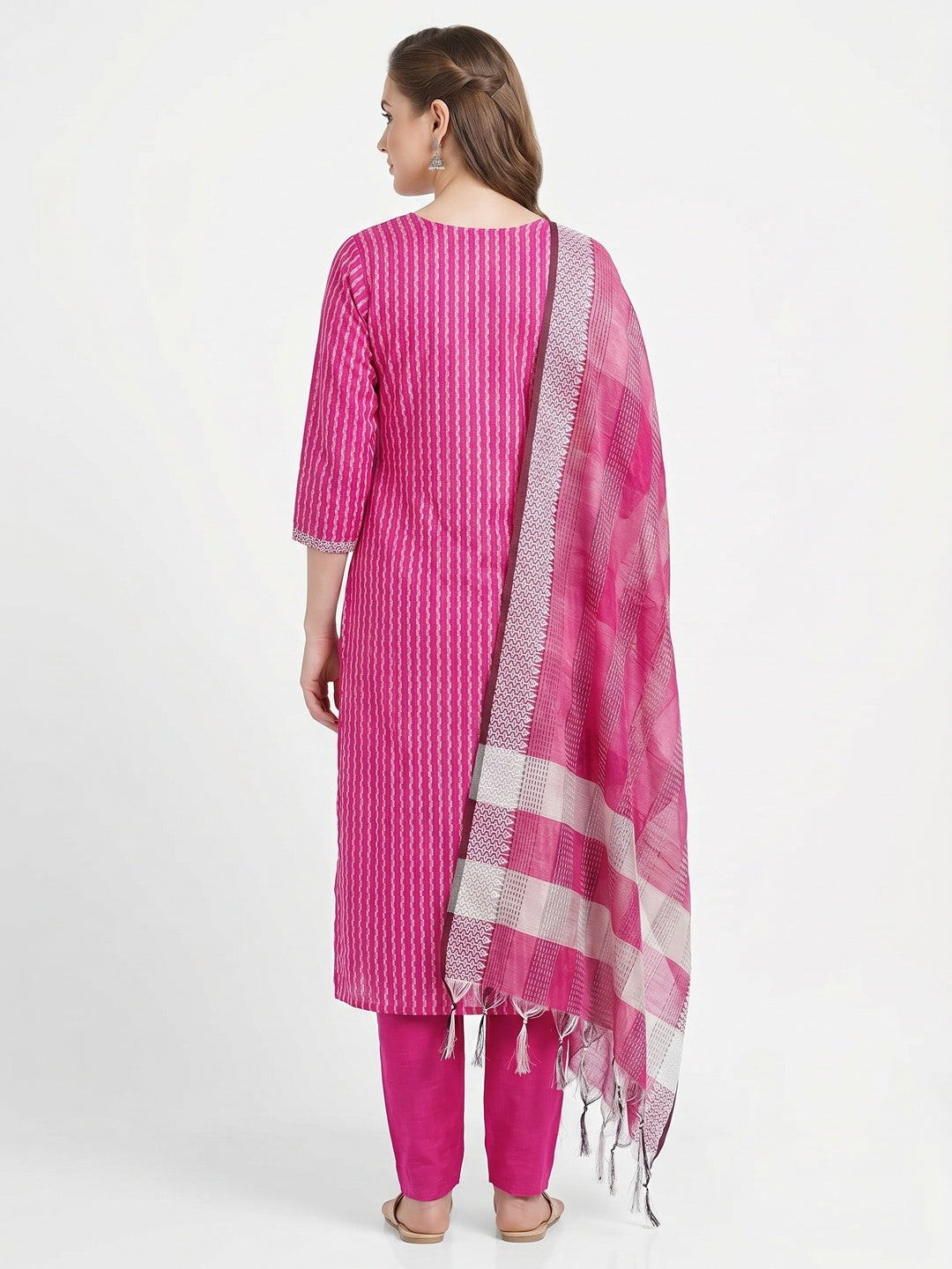 Rani Pink Woven Cotton Blend Dress Material - Image 2