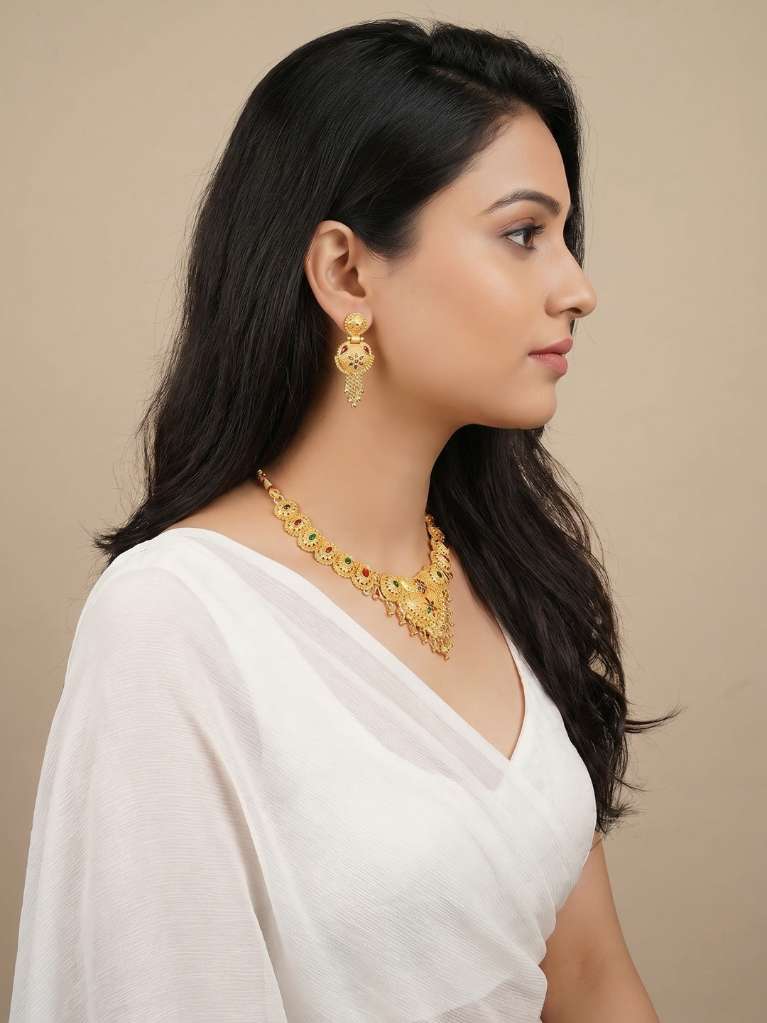 Gold Plated Alloy Necklace Set - Image 1
