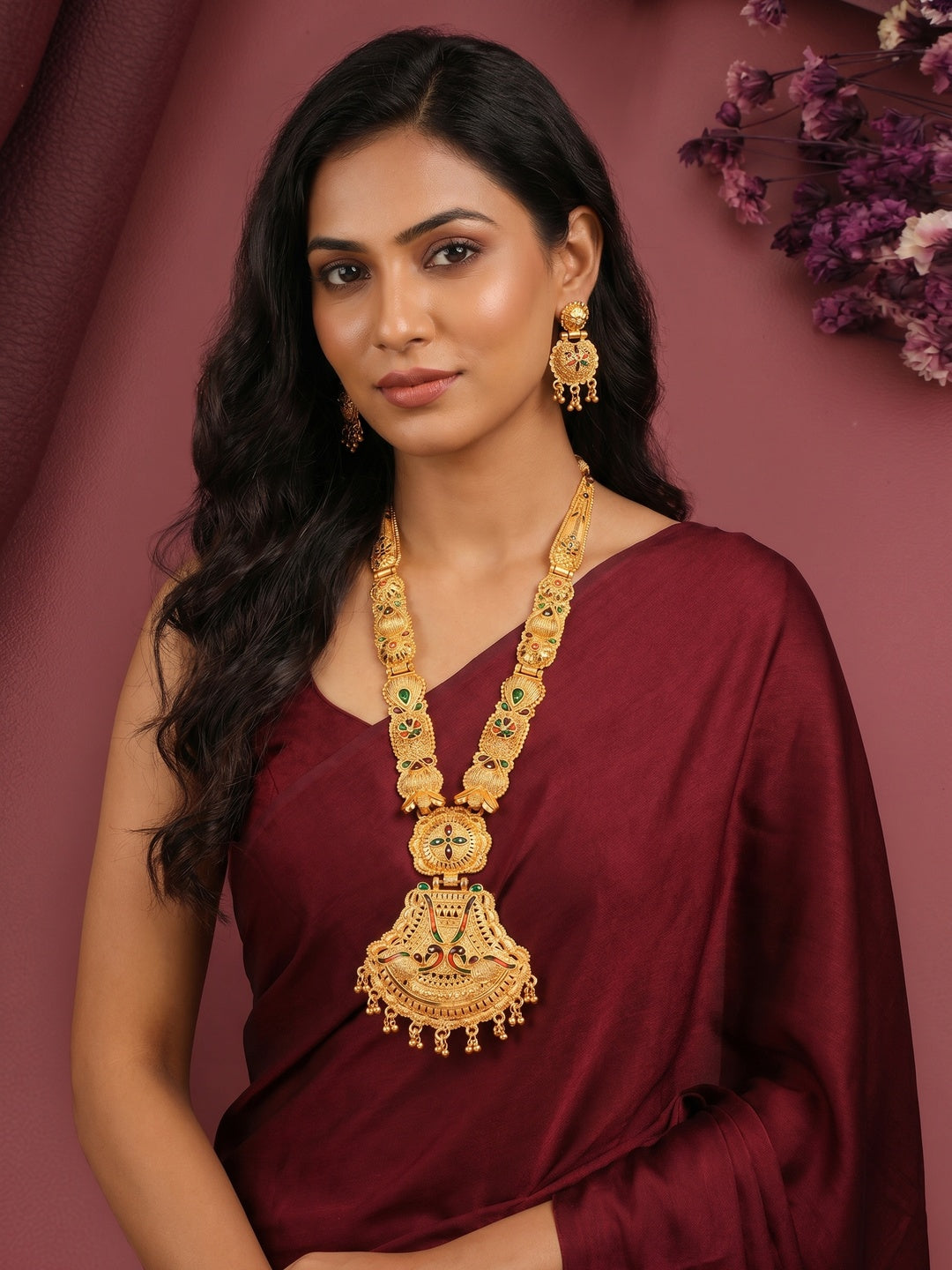 Gold Plated Alloy Long Necklace Set - Image 1