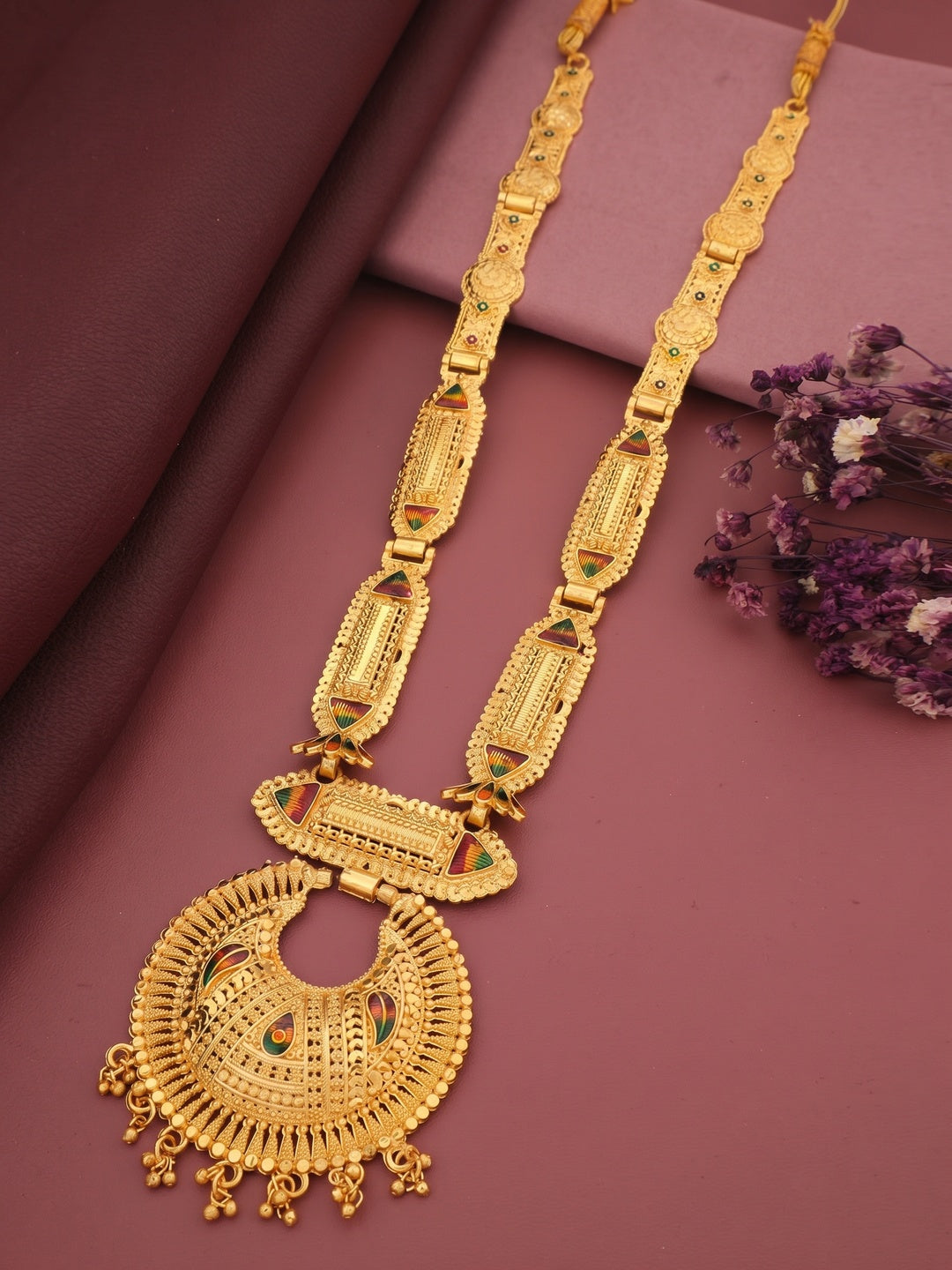 Gold Plated Alloy Long Necklace Set - Image 1