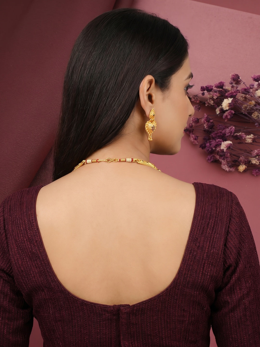Gold Plated Alloy Long Necklace Set - Image 2