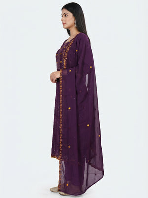 Purple Sequins Embroidered Georgette Dress Material - Image 1