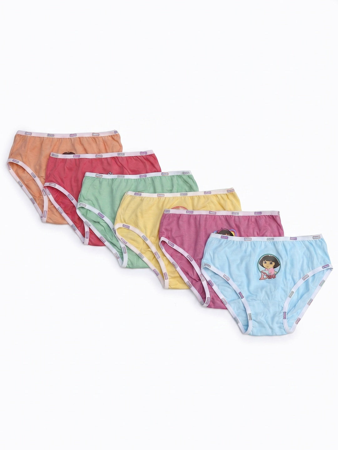Multicolor Girls Dora Print Pure Cotton Panties (Pack of 6) - Image 1