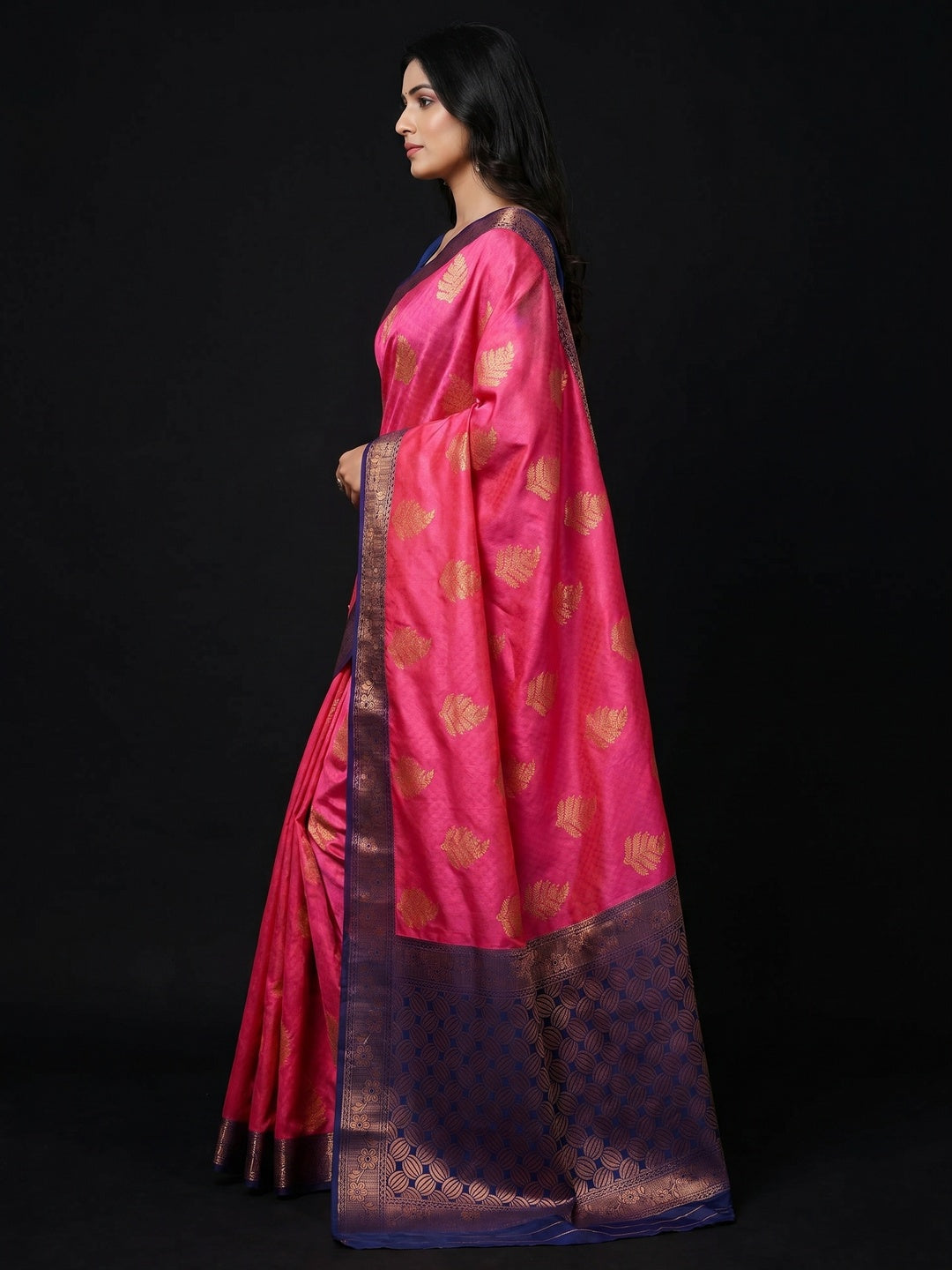 Pink Woven Banarasi Silk Saree - Image 2
