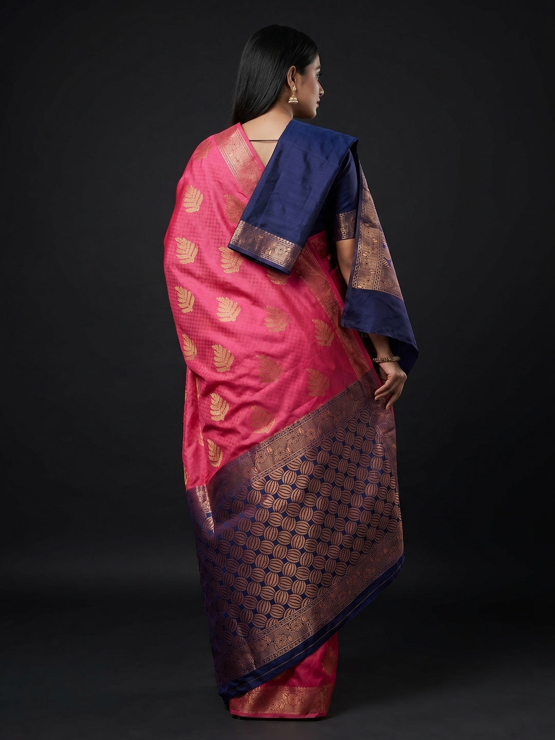 Pink Woven Banarasi Silk Saree - Image 3