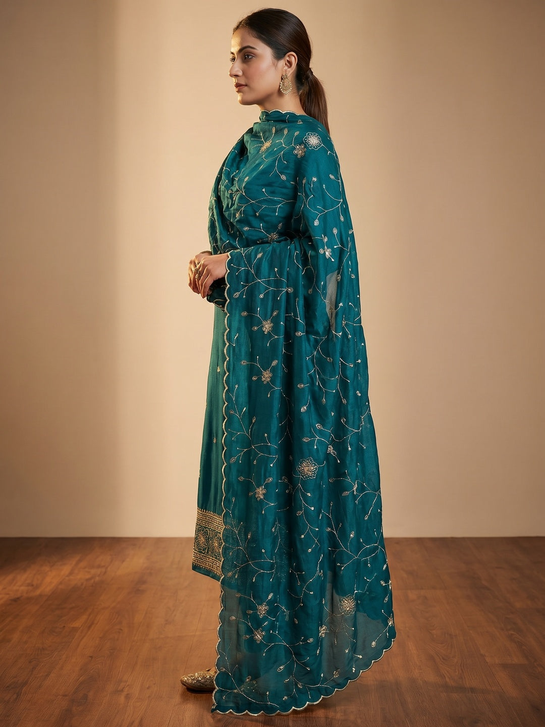 Morpich Sequins Embroidered Chinon Dress Material - Image 3