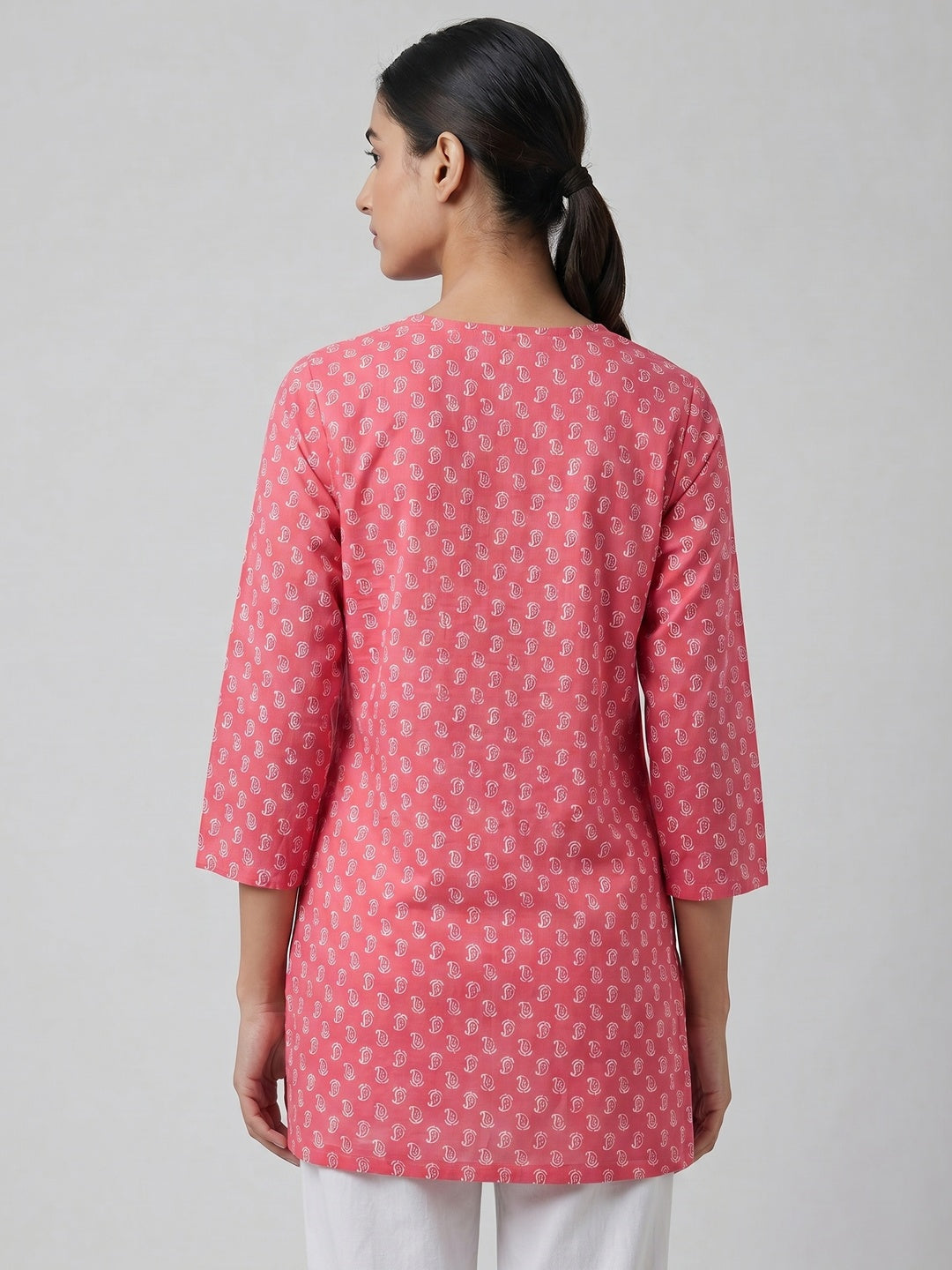 Pink Printed Pure Cotton Top - Image 2