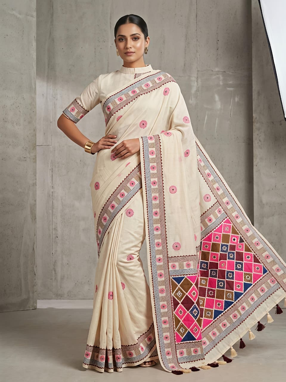 Peachmode Multicolor Assam Silk Saree with Woven Work - Image 2