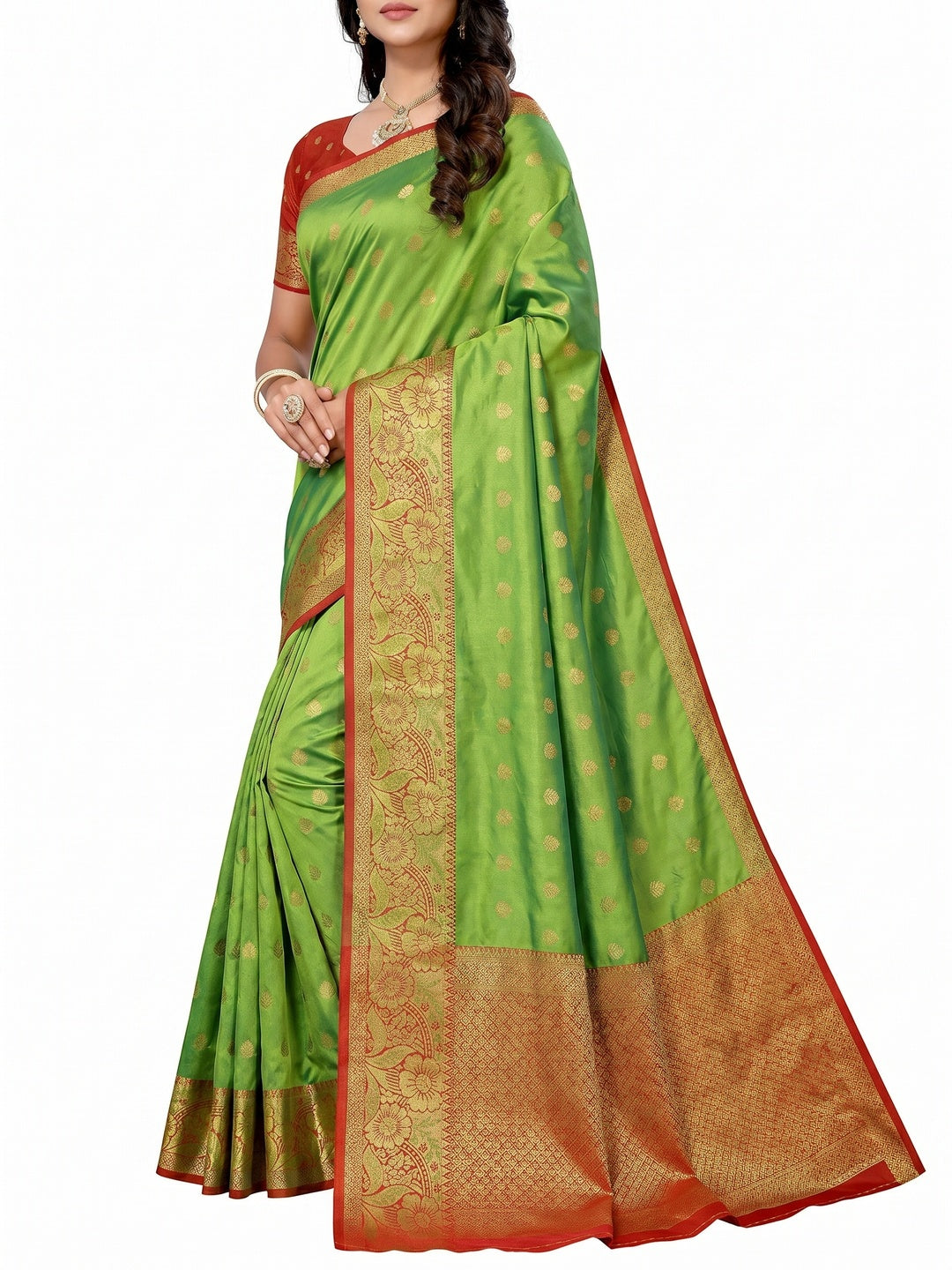 Green Woven Banarasi Silk Saree - Image 1