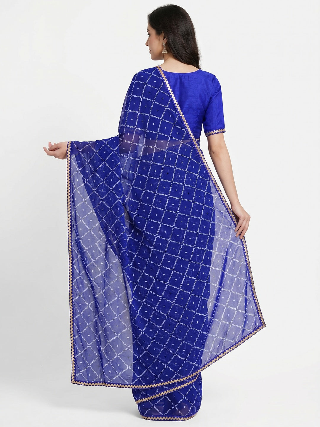 Blue Bandhani Printed Georgette Saree - Image 3