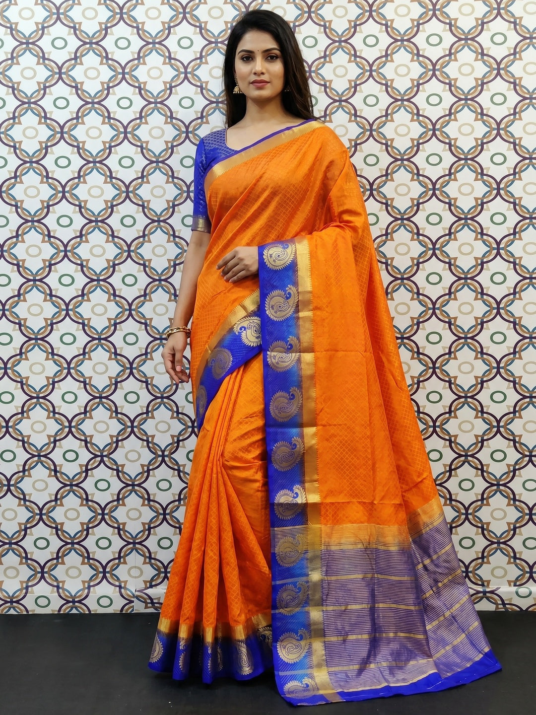 Gleaming Orange Coloured Festive Wear Woven Art Silk Saree - Image 1