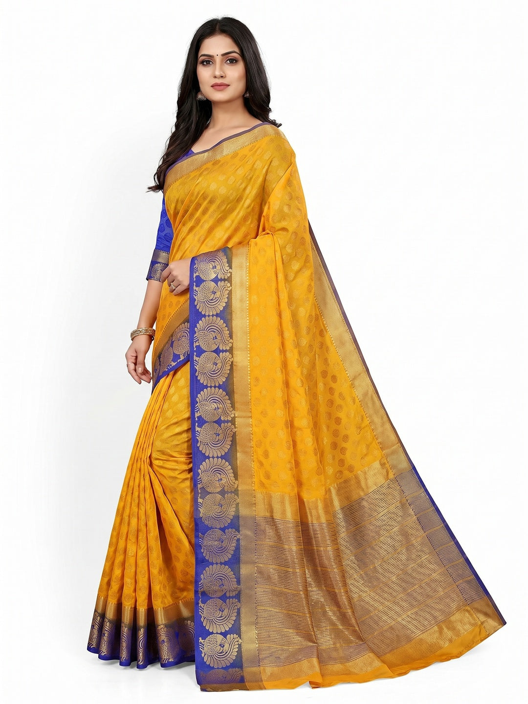 Mesmeric Mustard Coloured Festive Wear Woven Art Silk Saree - Image 1