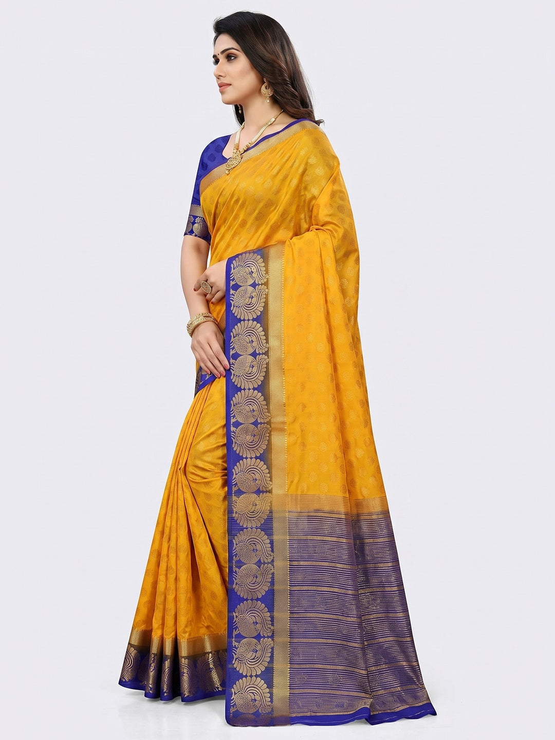 Mesmeric Mustard Coloured Festive Wear Woven Art Silk Saree - Image 2