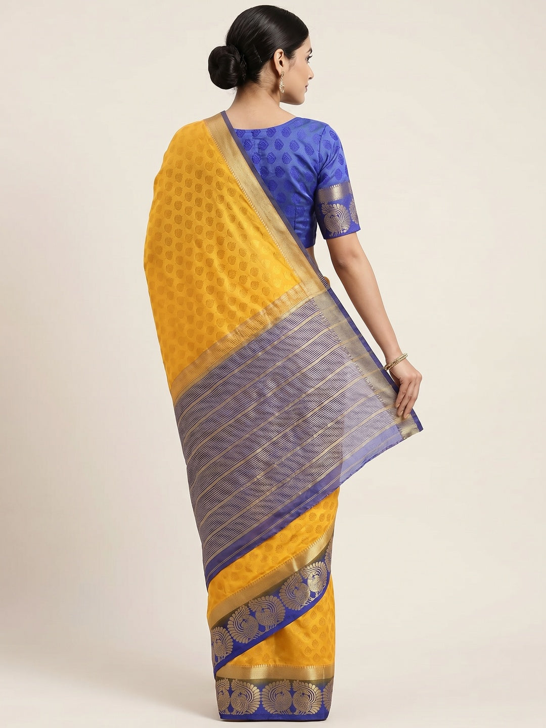 Mesmeric Mustard Coloured Festive Wear Woven Art Silk Saree - Image 3
