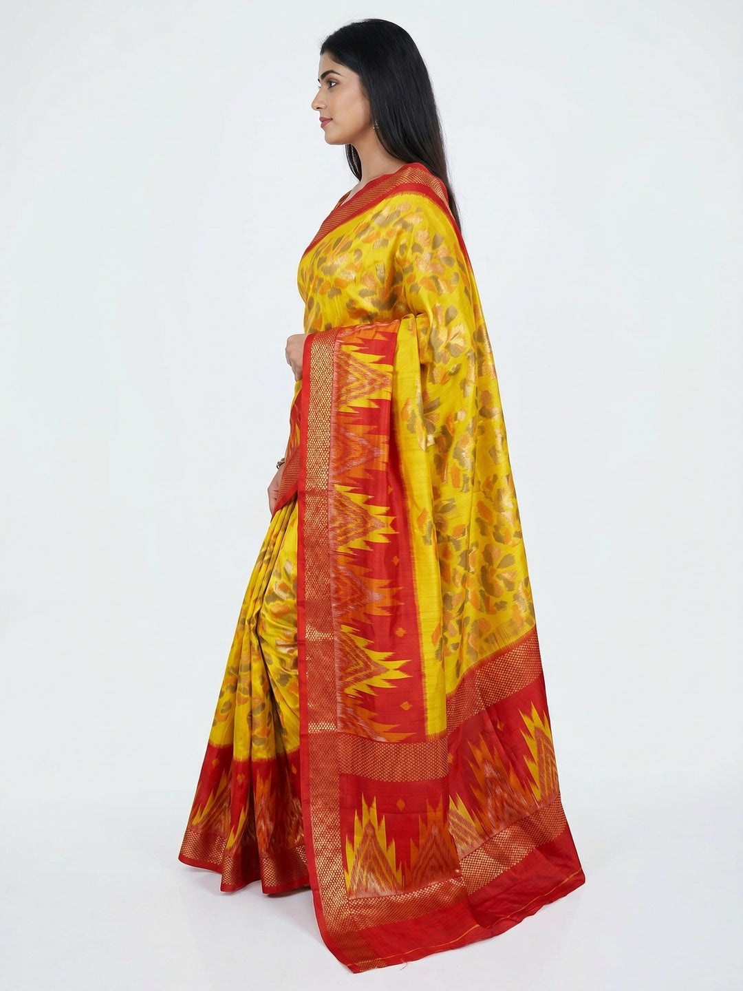 Yellow Patola Printed Dola Silk Saree - Image 2