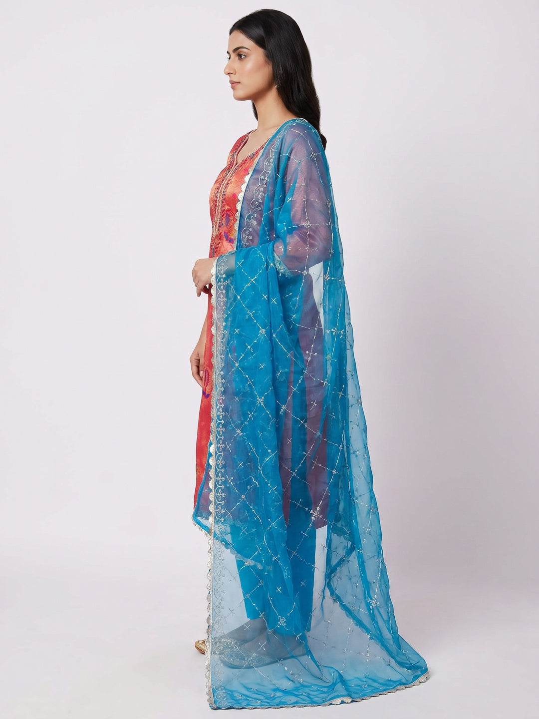 Gajri Pink Woven Banarasi Silk Dress Material - Image 3