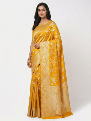 Yellow Zari Woven Dola Silk Saree - Image 1