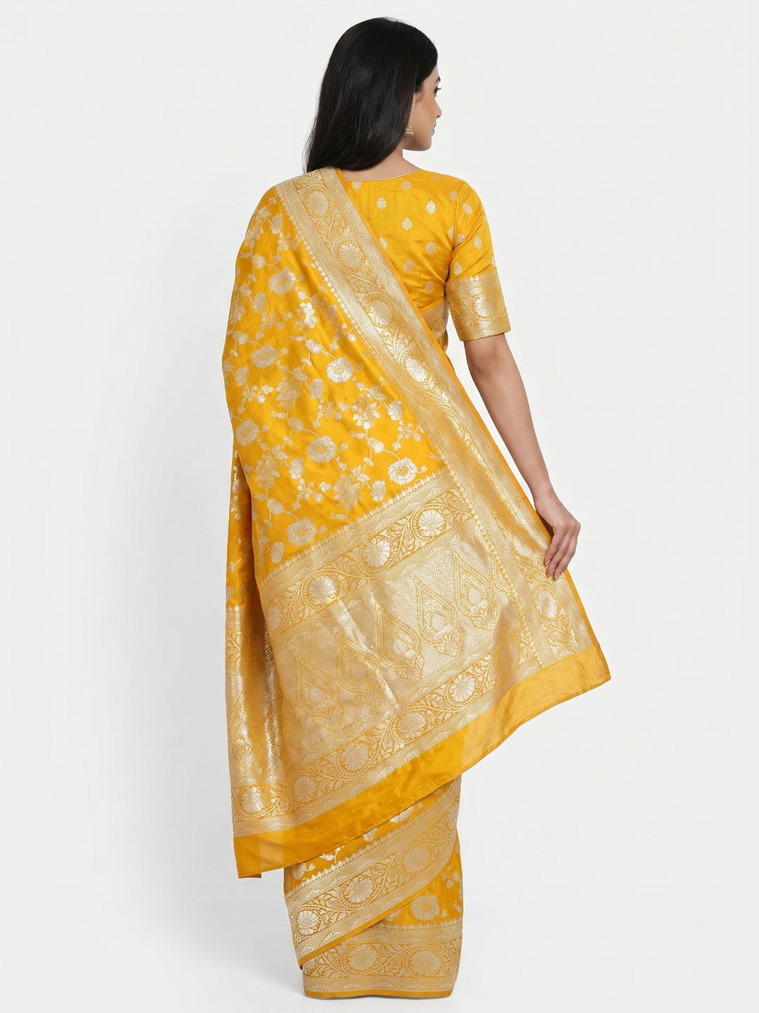 Yellow Zari Woven Dola Silk Saree - Image 2
