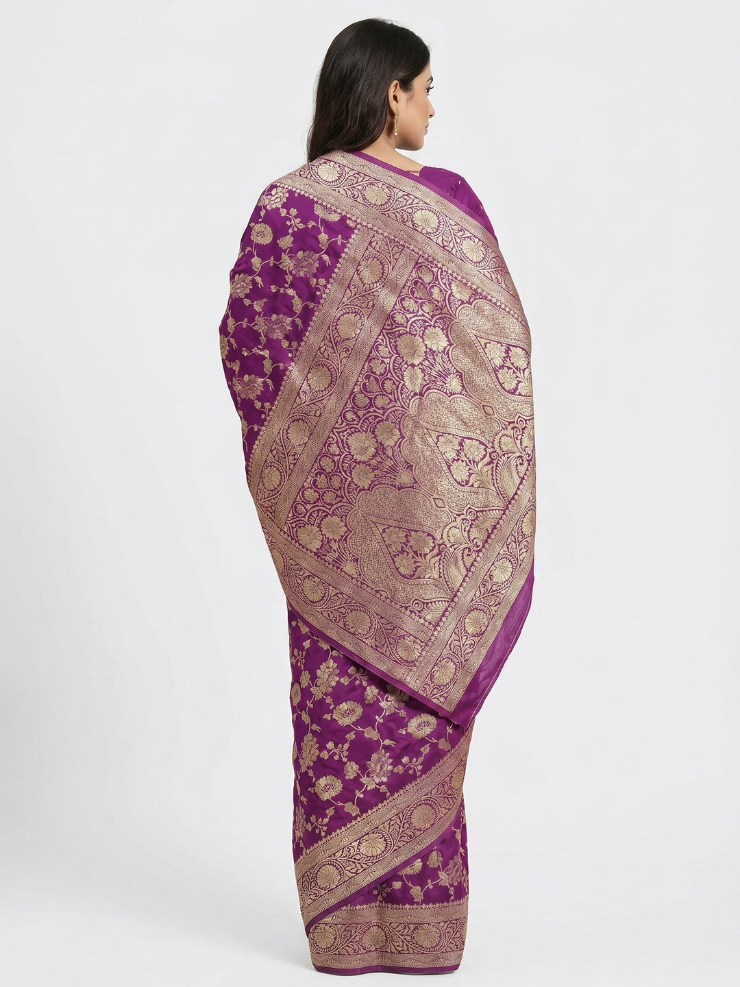 Purple Zari Woven Dola Silk Saree - Image 3