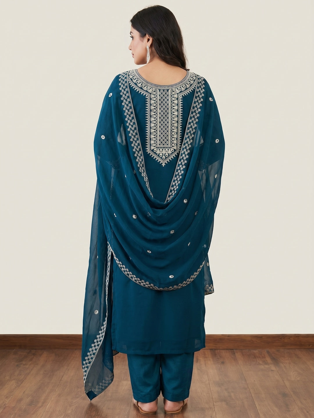 Morpich Embroidered Georgette Dress Material - Image 3