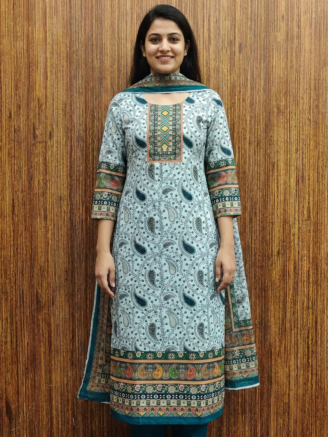 Morpich Floral Printed Cotton Blend Dress Material - Image 1