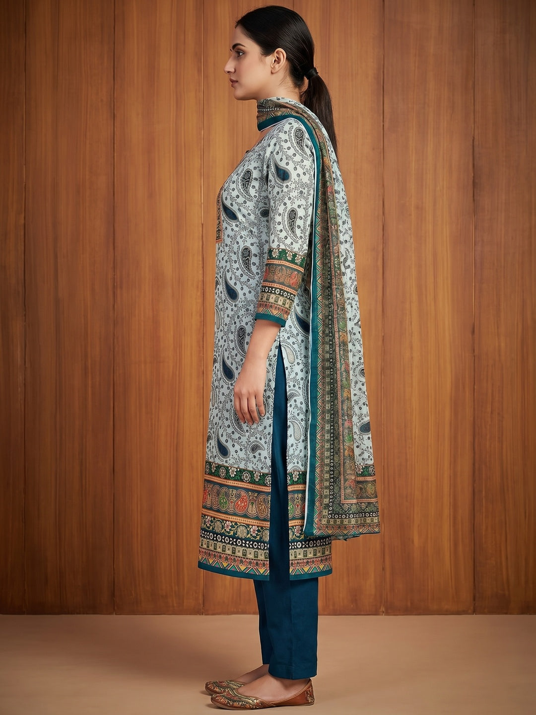 Morpich Floral Printed Cotton Blend Dress Material - Image 2