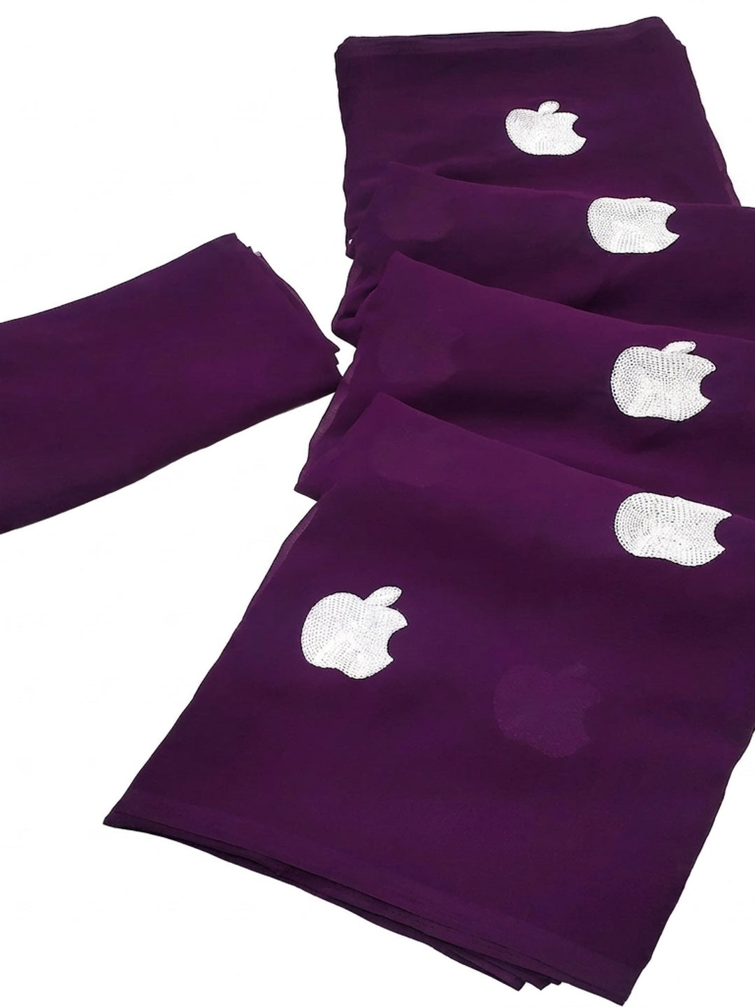 Purple Embroidered Georgette Saree - Image 3