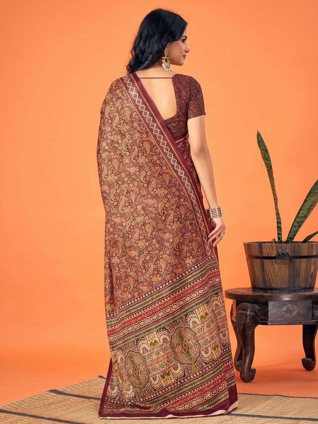 Multicolor Printed Pashmina Saree - Image 1