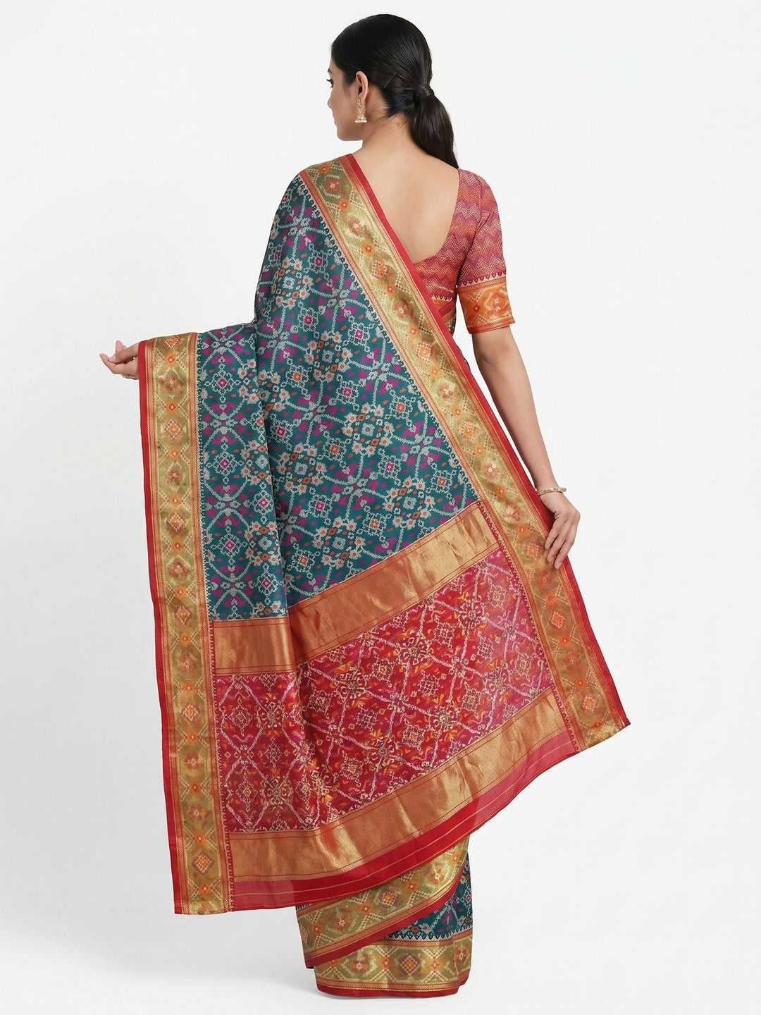 Morpich Woven Cotton Silk Patola Saree - Image 3