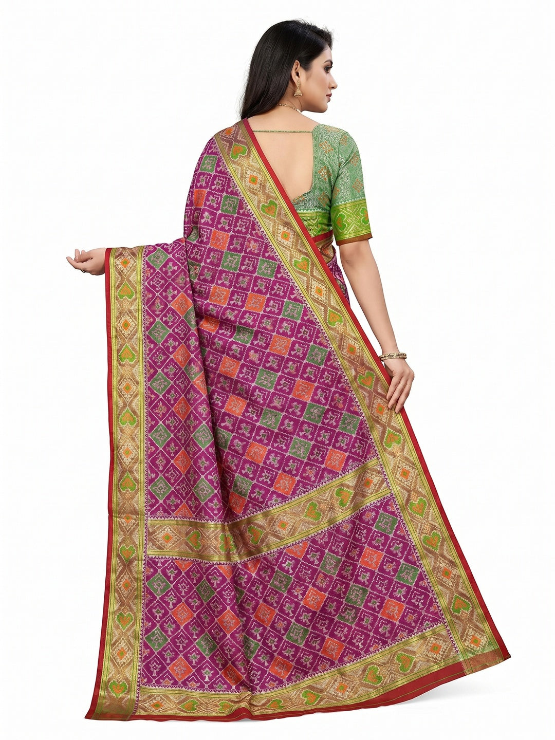 Purple Woven Cotton Silk Patola Saree - Image 2