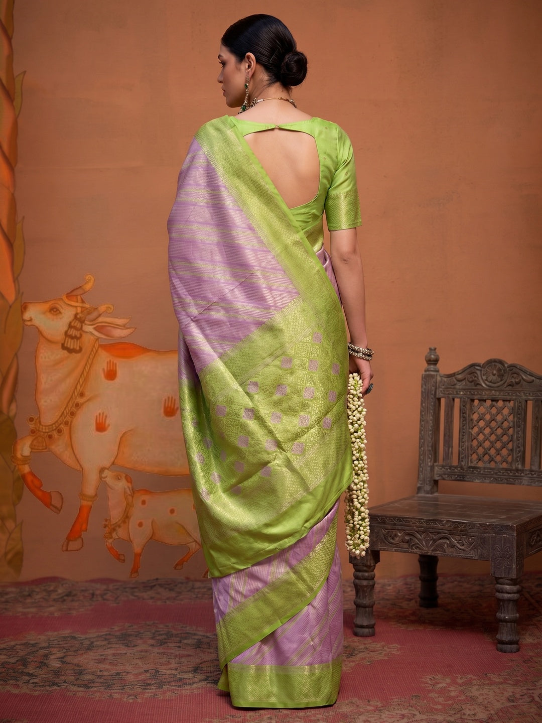 Lavender Woven Art Silk Zari Saree - Image 1