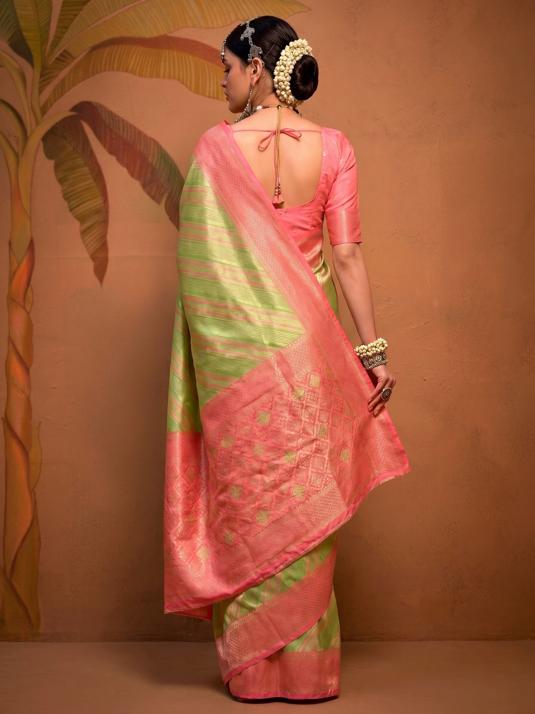 Green Woven Art Silk Zari Saree - Image 1