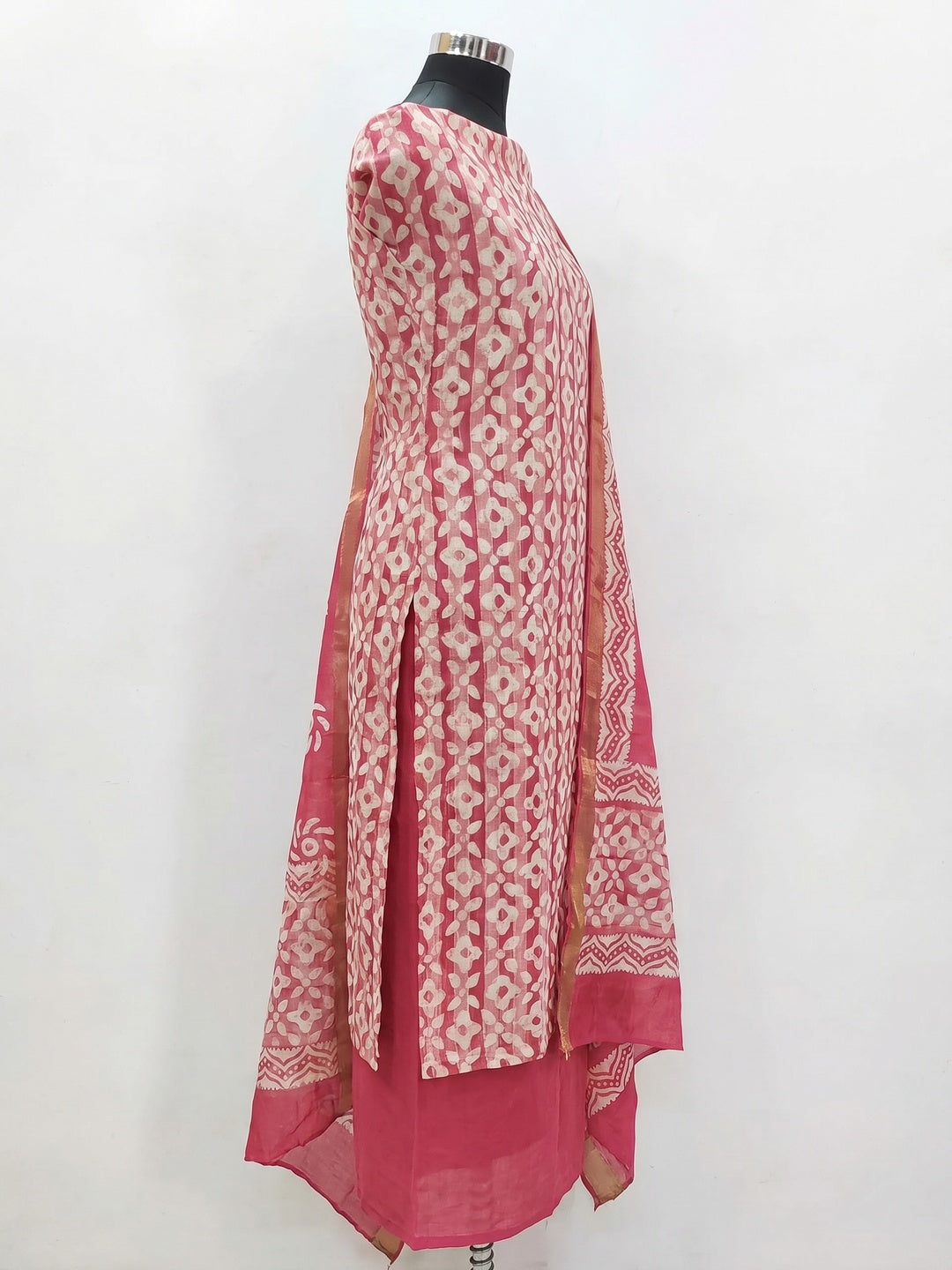 Pink Printed Pure Cotton Dress Material - Image 3