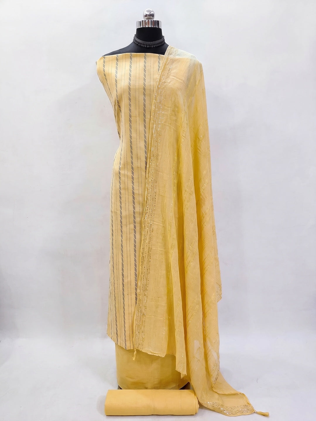 Yellow Woven Pure Cotton Dress Material - Image 2