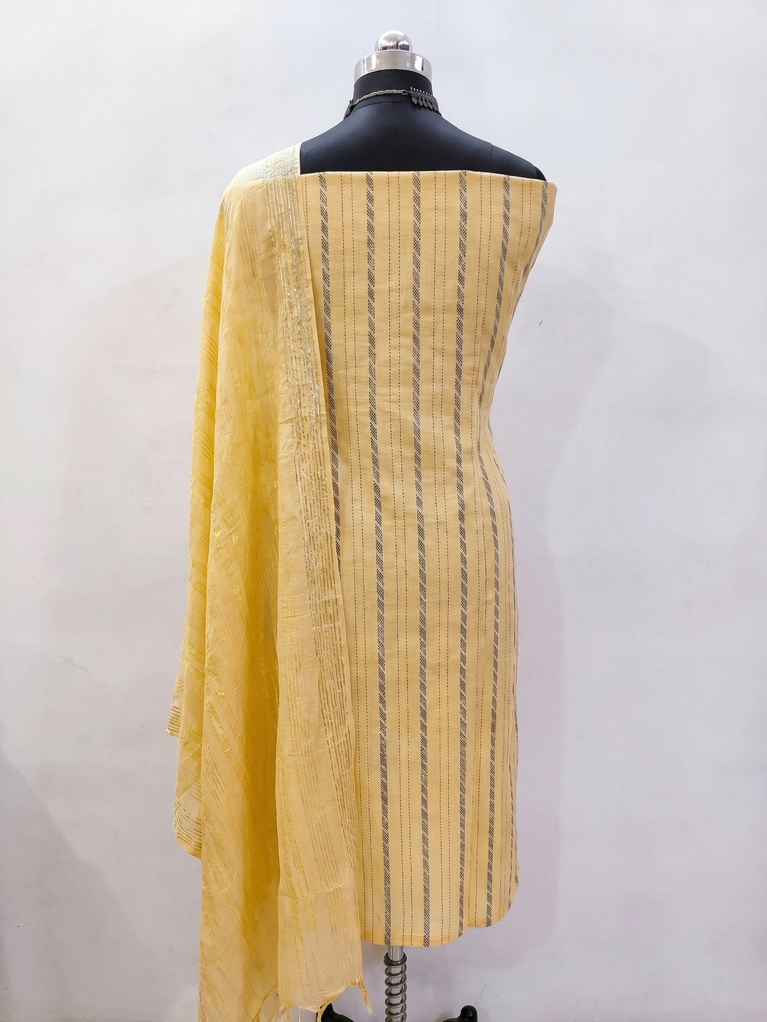 Yellow Woven Pure Cotton Dress Material - Image 3