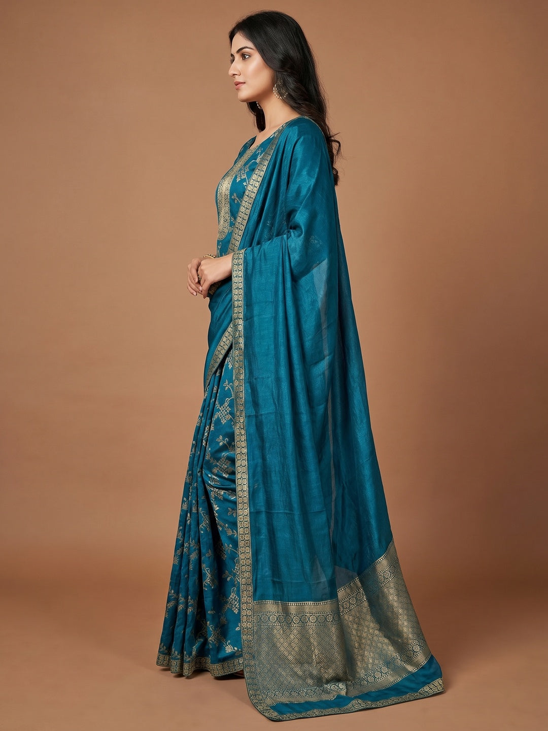 Morpich Floral Woven Banarasi Jacquard Dress Material - Image 3