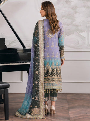 Lavender Digital Print With Sequins Embroidery Georgette Semi Stitched Pakistani Suit - Image 1