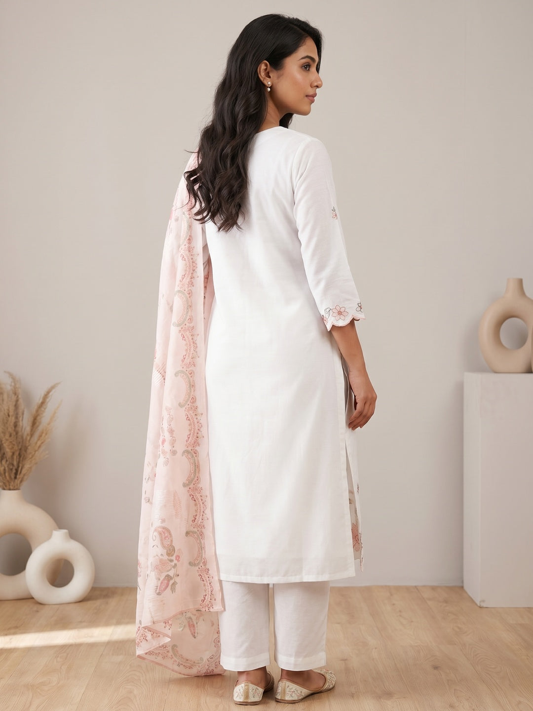 White Vatican Embroidered Salwar Suit Set - Image 3