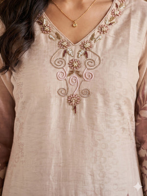 Dusty Pink Gucci Silk Printed Salwar Suit Set - Image 2