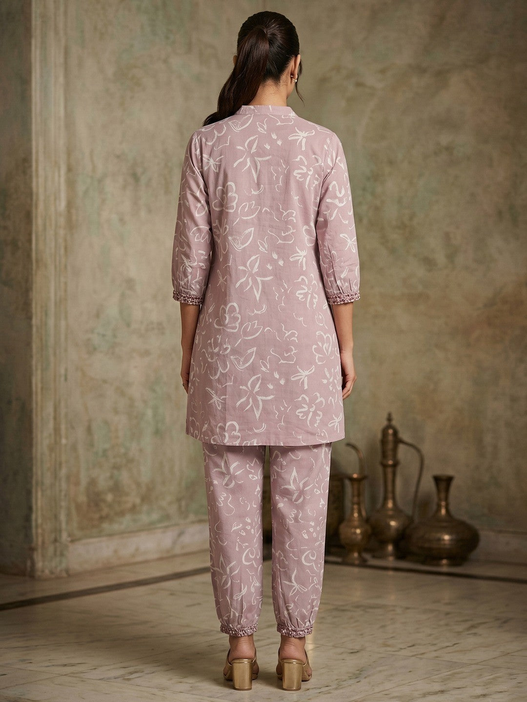 Dusty Pink Cotton Linen Top Bottom Set - Image 4