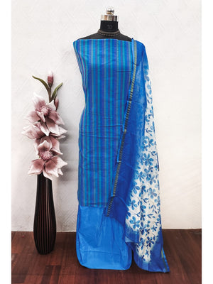 Peachmode Blue Cotton Dress Material with Striped - Image 2